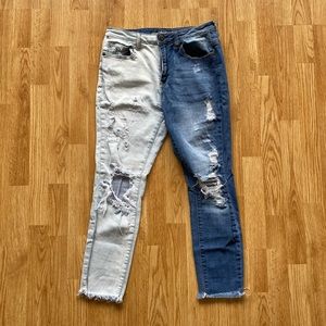 Two tone crop jeans, size 9